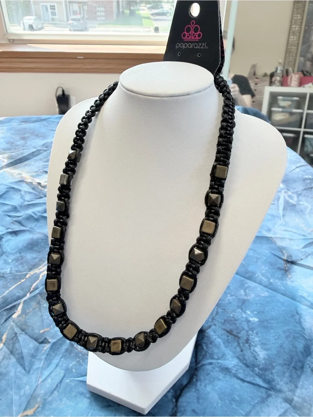Men’s rope necklace with gems NWT!